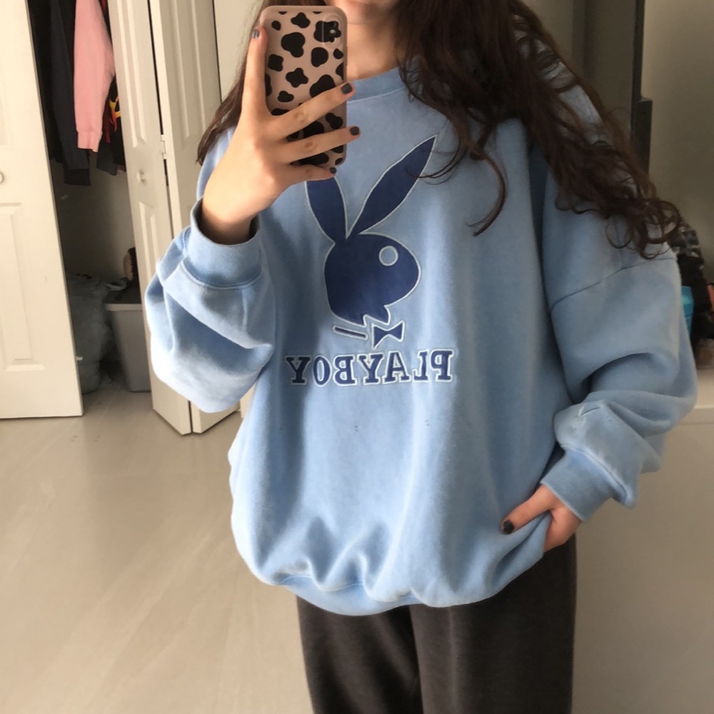 BLUE PLAYBOY CREWNECK SWEATSHIRT LARGE